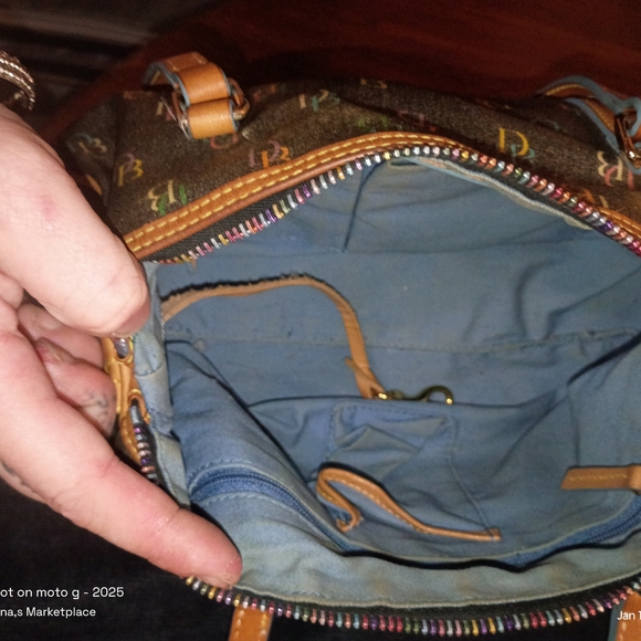 Dooney & Bourke Multicolor Monogram Satchel with Tan Trim - Picture 5 of 7